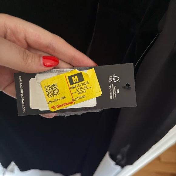 NWT Karl Lagerfeld Black Sheer-Sleeve Shift Dress - Picture 6 of 8